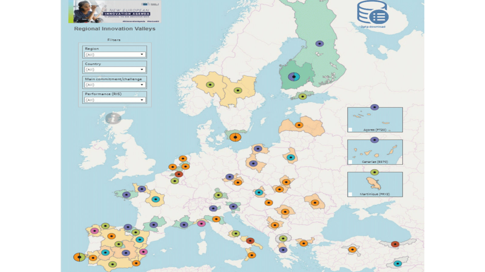 Regional Innovation Valleys - Map of the European Commission