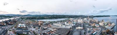 Heroya Industrial park from bird's-eye view, located in the municipality of Porsgrunn in Telemark, 150 km south of Oslo.