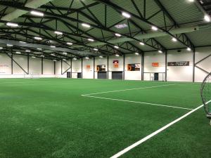 Flatåshallen sports facility in Trondheim, Norway, with artificial turf free of rubber-infill..