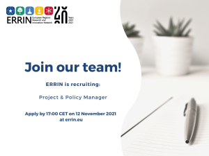 ERRIN is looking for a Project &amp; Policy Manager (Deadline: 12 November)