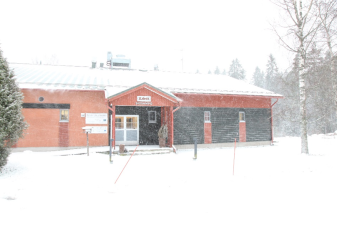 Xamk BioSampo Research Center in Kouvola, Finland. Winter season, snowy weather.