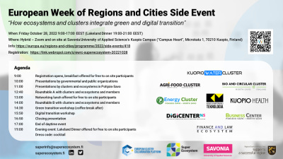 Invitation to SuperEcosystem European Week of Regions and Cities side event 28.10.2022