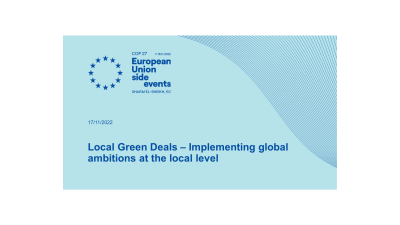 Local Green Deals – Implementing global ambitions at the local level