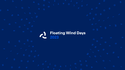 Logo of Floating Wind Days showing a white title on blue background