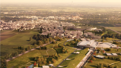 Panorama view of the ESS and MAX IV facilities (illustration)
