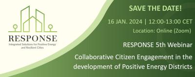 RESPONSE webinar on Citizen engagement in Positive Energy Districts 16 January