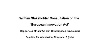 CoR Written Stakeholder Consultation on the European innovation Act