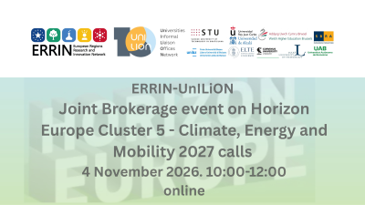 ERRIN - UnILiON Brokerage event on Horizon Europe Cluster 5 calls 